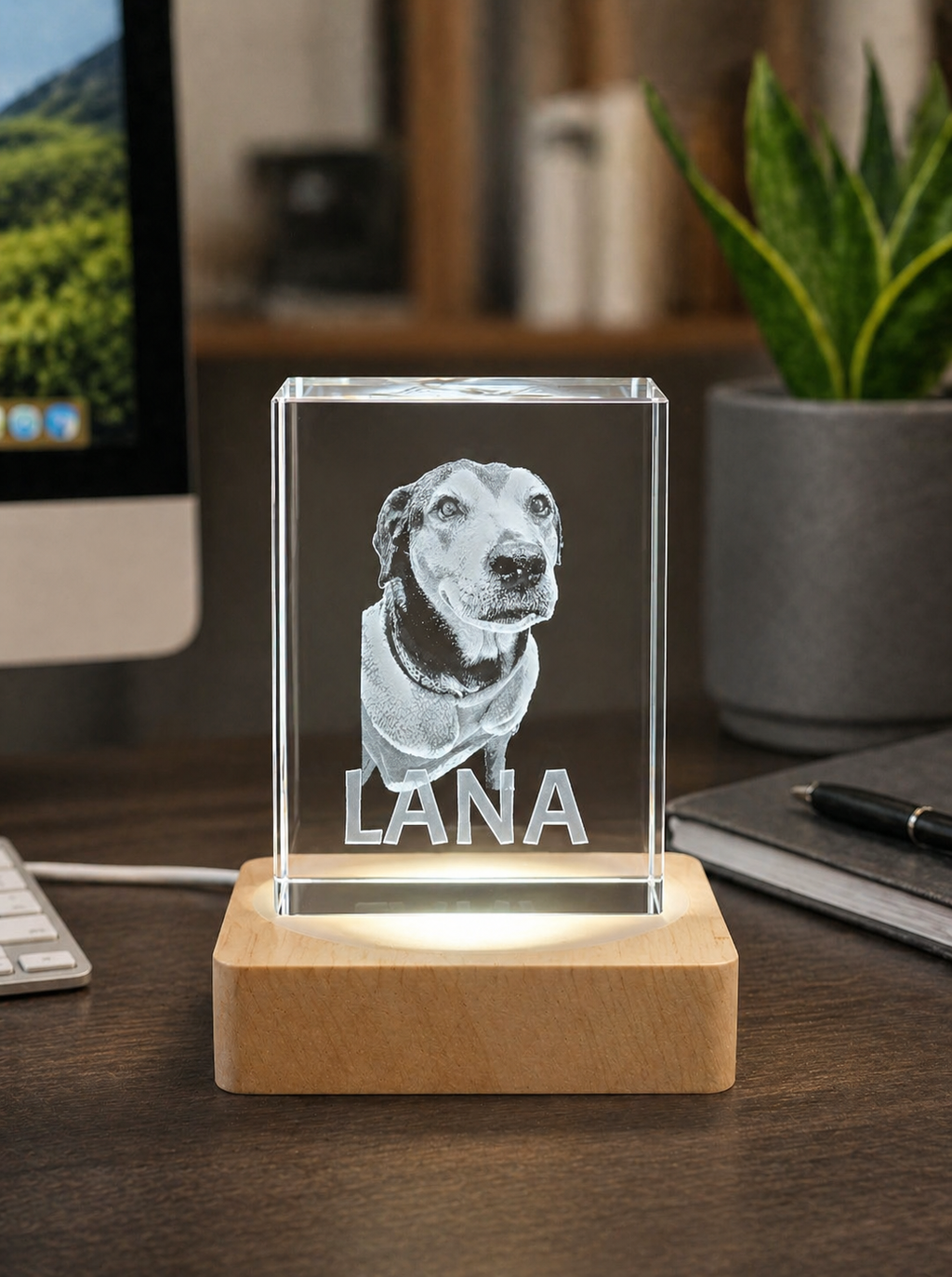 Pet Memorial Custom 3D Photo Crystal 2x3